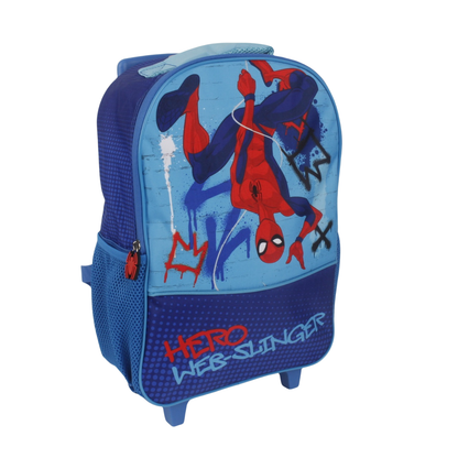 Mochila Infantil Con Ruedas 15" Spiderman Azul