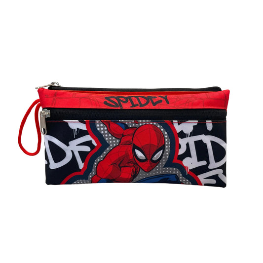 Estuche Doble Cierre Spiderman Negro