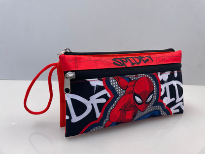 Estuche Doble Cierre Spiderman Negro