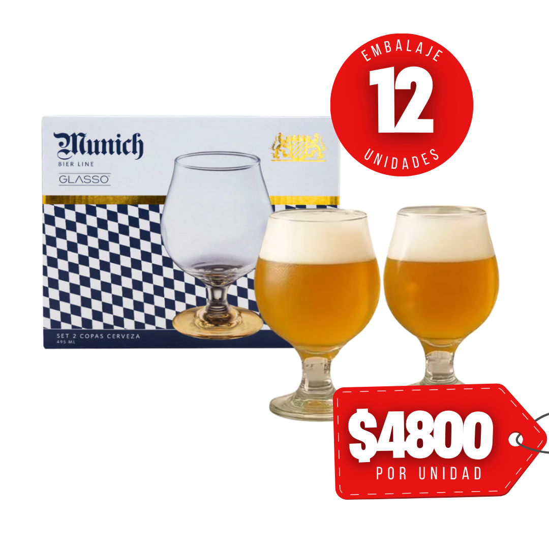 x Mayor Set 2 Copas Cerveza 495ML Munich Glasso