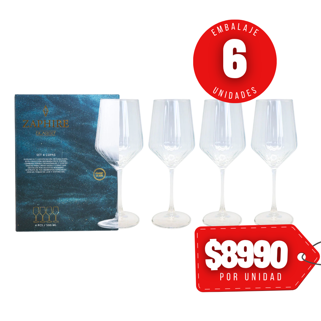 Set 4 Copas 500ML Zaphire Glasso
