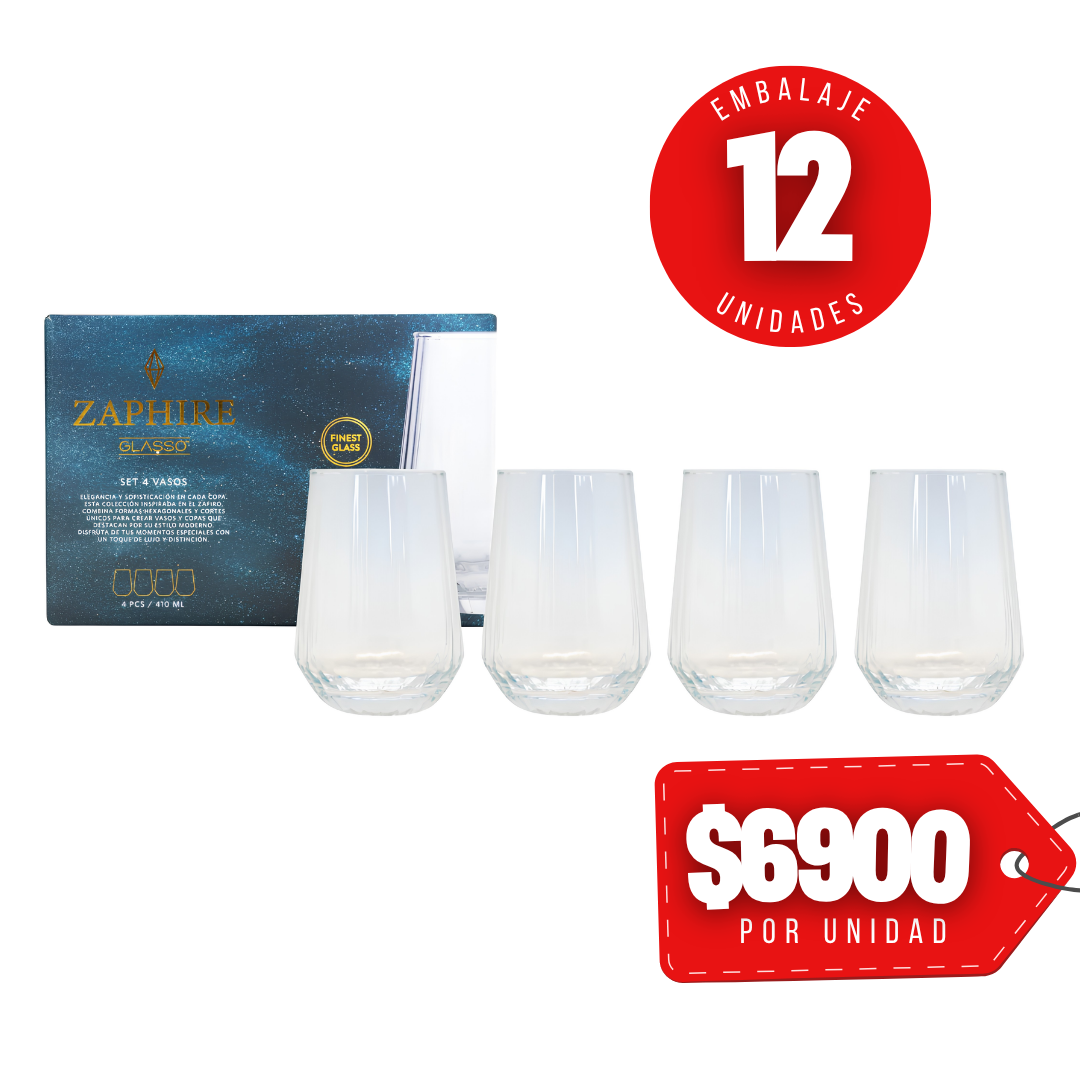 x Mayor Set 4 Vasos 410ML Zaphire Glasso