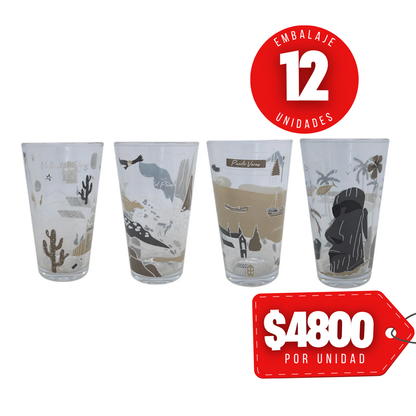 x Mayor Set 4 Vasos Ciudades De Chile Glasso