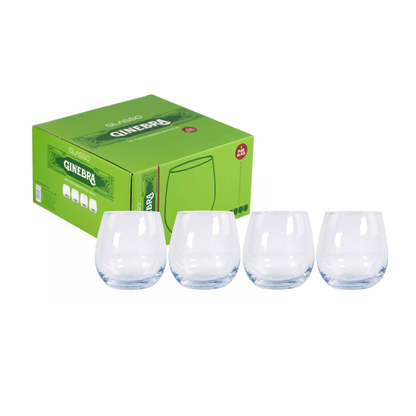 x Mayor Set 4 Vasos Redondo Bajo 480cc Ginebra Glasso