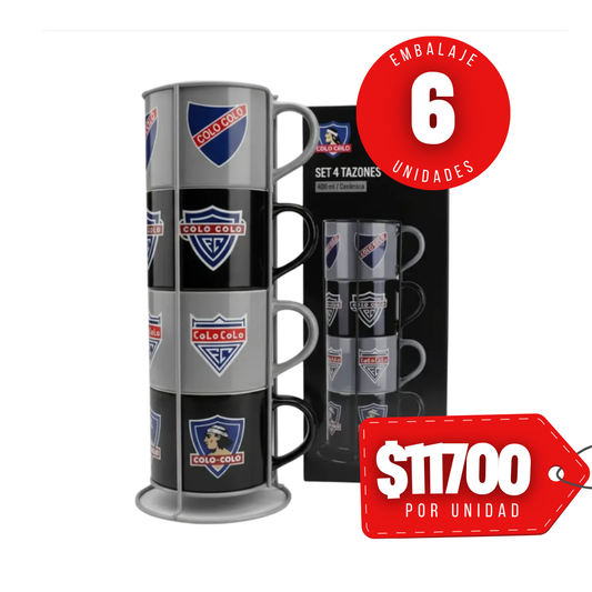 x Mayor Set Colo Colo 4 Tazones De Colección 400ml