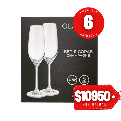 x Mayor Set Copa De Champagne Cristal Glasso