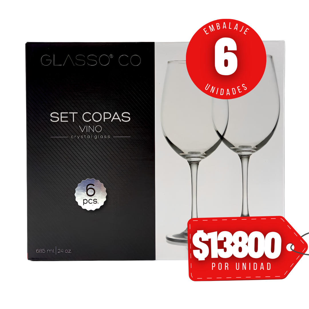x Mayor Set Copa De Vino Cristal Glasso