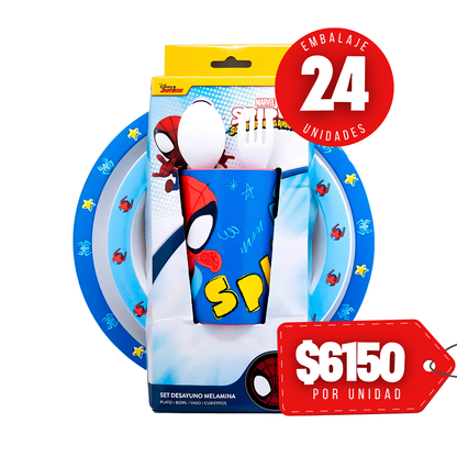 x Mayor Set Desayuno Pp Spiderman