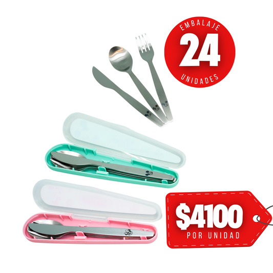 x Mayor Set Tenedor y Cuchara Summer Mickey y Minnie Disney