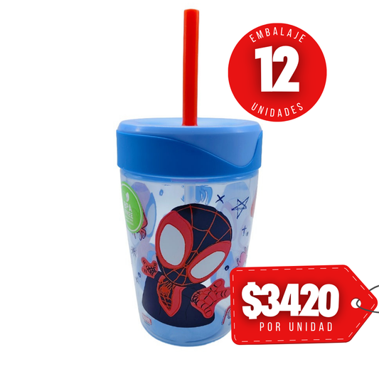 x Mayor Vaso Bombilla 520ml Spiderman