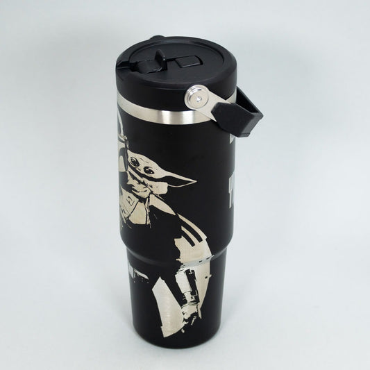 Botella Insulada Con Mango 850ml Black Star Wars Mandalorian